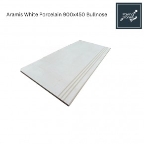 Bullnose Steps 900x450x20mm - Aramis White Porcelain
