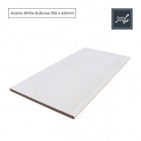Bullnose Steps 900x450x20mm - Aramis White Porcelain