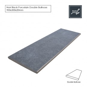 Bullnose Coping 900x300x20mm - Noir Black Porcelain