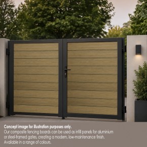 Light Oak Wood Grain Composite Fencing