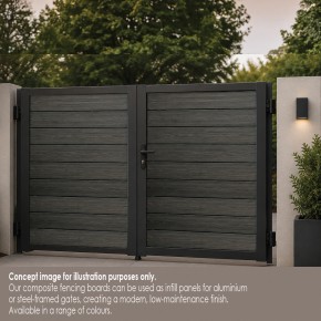 Anthracite Wood Grain Composite Fencing