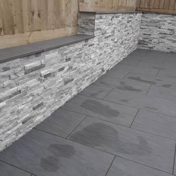 Cloudy Grey Wall Cladding Paving Stones Direct - Grey Slate Wall Tiles Outdoor Uk