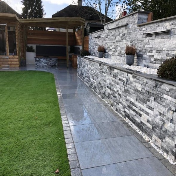 Cloudy Grey Wall Cladding Paving Stones Direct - Grey Slate Wall Tiles Outdoor Uk