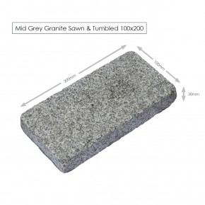 Mid Grey Granite Tumbled Setts 200x100