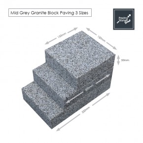 Mid Grey Granite Block Paving 50mm