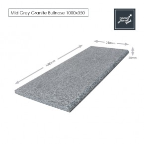 Bull Nose Steps 1000x350x30mm - Mid Grey Granite