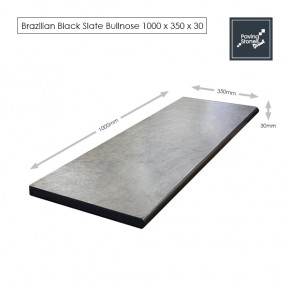 Bullnose Steps 1000x350x30mm - Premium Brazil Black Slate