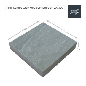 Kandla Grey porcelain cobbles 100x100