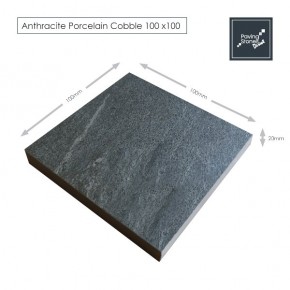 Anthracite porcelain cobbles 100x100